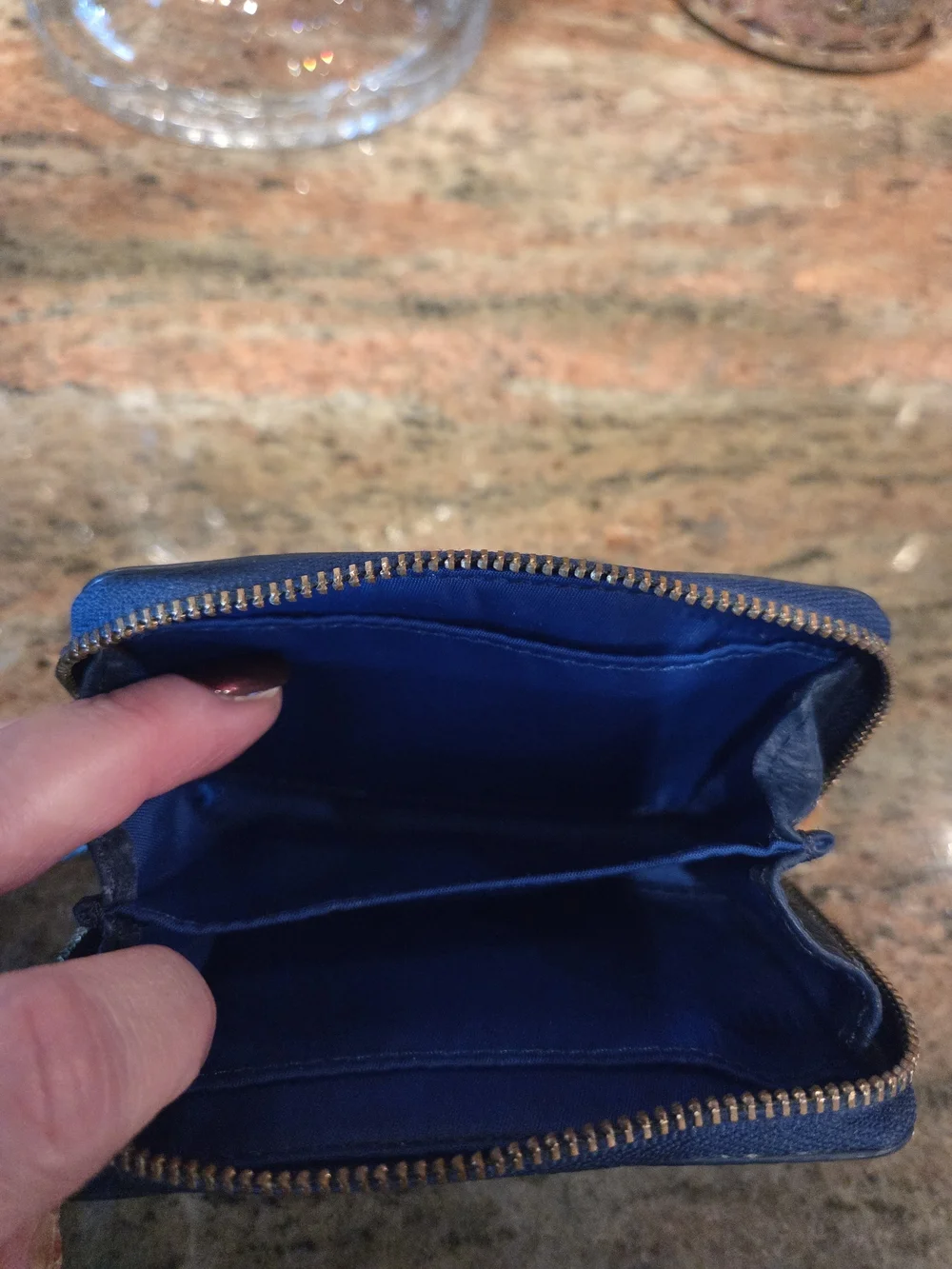 Tory Burch Navy Leather Shoulder Bag with Small Wallet